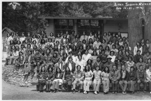 Group photograph for the 1976 Lake Sequoia Retreat (ddr-densho-336-901)