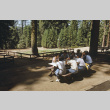Campers sitting at a picnic table (ddr-densho-336-1713)