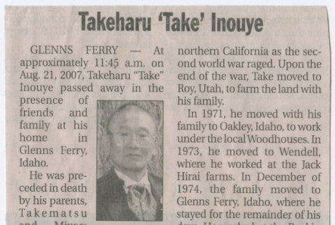 Takeharu Inouye obituary (ddr-densho-365-17)