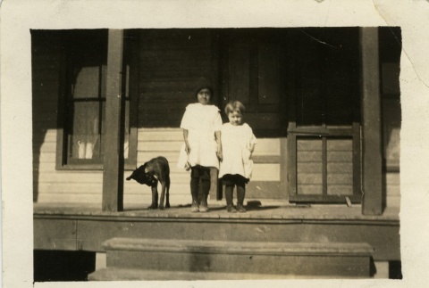 Two children with their dog (ddr-densho-113-59)