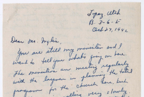 Letter to Rev. Robert Inglis from Mas Wakai (ddr-densho-498-48)