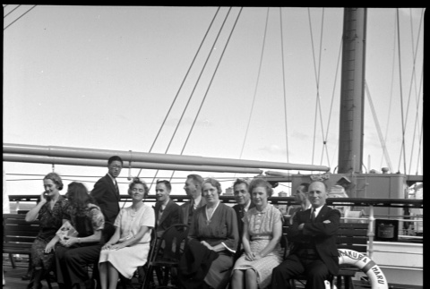 Group photo of passengers on board ship (ddr-densho-426-258)