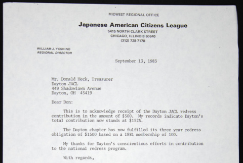 Letter to Donald Heck from Bill Yoshino (ddr-chijacl-1-749)