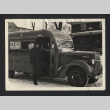 Photograph of Frank Muench in front of school bus (ddr-csujad-55-2632)