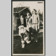 3 women and a Santa outside (ddr-densho-378-835)
