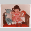 Kellie Dawn Isoshima with bear and doll (ddr-densho-477-476)