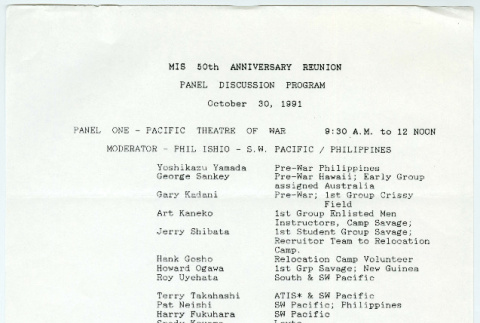 MIS 50th Anniversary panel discussion program (ddr-densho-1007-1444)