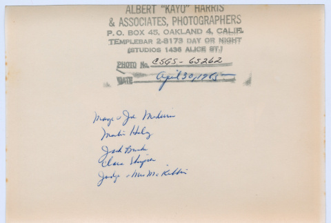 Verso of photograph (ddr-densho-433-495-mezzanine-d074620c89)