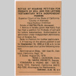 Clipping:  Notice of Hearing Petition for Probate of Will and for Letters Testamentary with Independent Powers (ddr-densho-578-27)