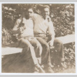 Two men sitting on bench (ddr-densho-383-405)