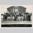 Large group picture in front of a camp building (ddr-densho-362-8)