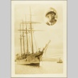 Photograph of the Juan Sebastian de Elcano with inset of a naval officer (ddr-njpa-13-419)