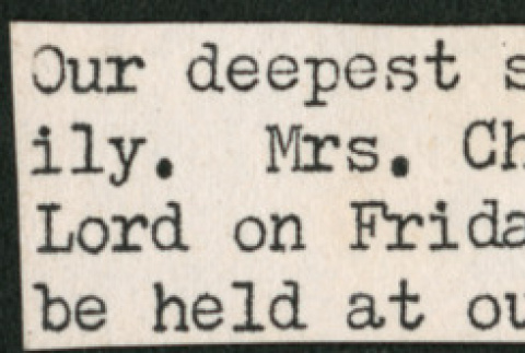 Typed note of sympathy from church bulletin (ddr-densho-523-669)