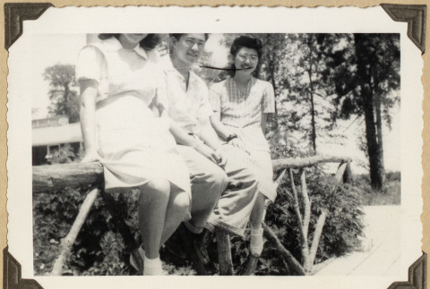 Yukie, Gary, and Kiyo at Rohwer (ddr-densho-542-505)