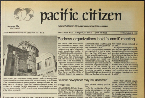Pacific Citizen, vol. 101 No. 5 (August 2, 1985) (ddr-pc-57-30)