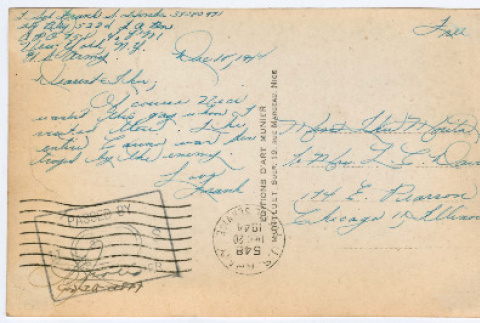 Postcard from Sgt. Frank Honda to Iku Morita (ddr-densho-497-10)