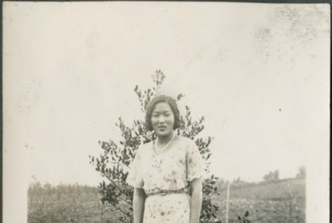Pauline Sakahara standing in a field (ddr-densho-316-25)