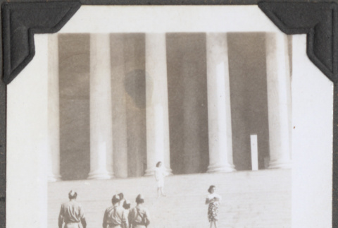 Men on steps of Jefferson memorial (ddr-densho-466-178)