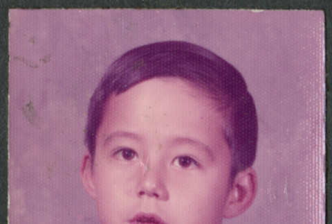 School photo of boy in striped shirt (ddr-densho-523-584)