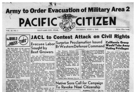 The Pacific Citizen, Vol. 15 No. 1 (June 4, 1942) (ddr-pc-14-4)