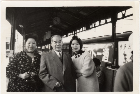Masako Takahashi with unknown man and woman (ddr-densho-426-225)