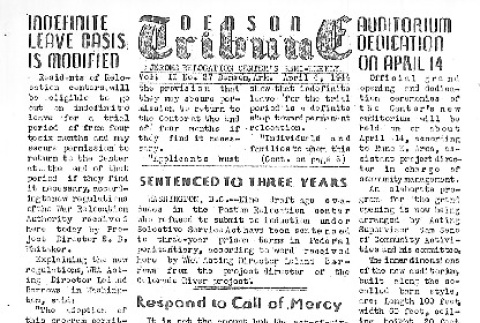 Denson Tribune Vol. II No. 27 (April 4, 1944) (ddr-densho-144-157)