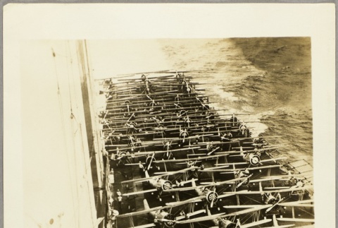 Planes lined up on the deck of the USS Saratoga (ddr-njpa-13-142)