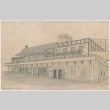 Drawing of the social hall at Tanforan Assembly Center (ddr-densho-392-11)