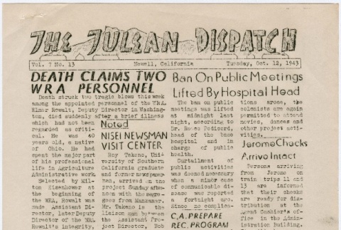 Tulean Dispatch Vol. 7 No. 13 (October 12, 1943) (ddr-densho-65-413)