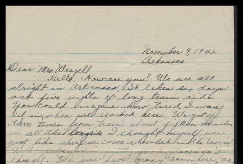 Letter from Mrs. Minnie Umeda to Mrs. Margaret Waegell, November 9, 1942 (ddr-csujad-55-63)
