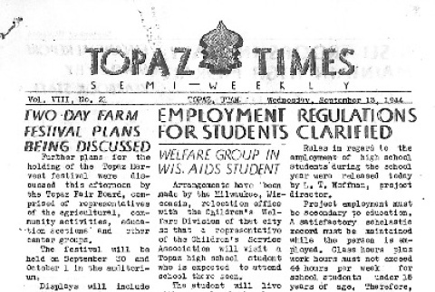 Topaz Times Vol. VIII No. 21 (September 13, 1944) (ddr-densho-142-339)