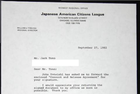 Letter to Jack Tono from Bill Yoshino (ddr-chijacl-1-777)
