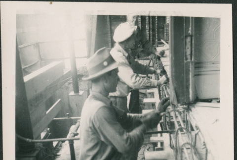 Three men working with rebar (ddr-densho-426-2271)