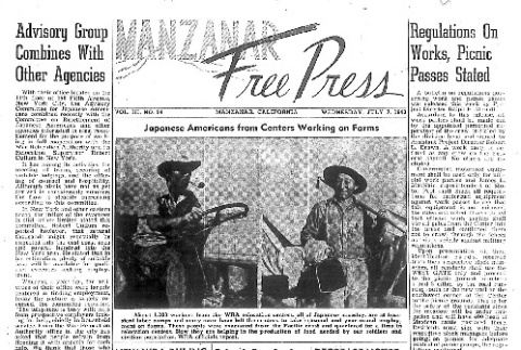Manzanar Free Press Vol. III No. 54 (July 7, 1943) (ddr-densho-125-146)