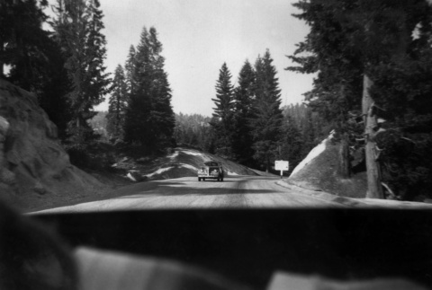 Cars driving up to Lake Sequoia (ddr-densho-336-11)