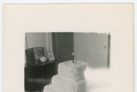 Photograph of wedding cake at Manzanar incarceration camp (ddr-csujad-47-353)
