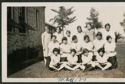group photo outside a building (ddr-densho-378-681)
