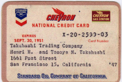 Chevron gas credit card (ddr-densho-422-406)