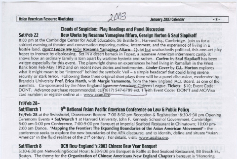 Asian American Resource Workshop 2003 calendar page 3 and 4 only (ddr-densho-523-736)