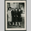 Four women pose outside of the house (ddr-densho-359-172)