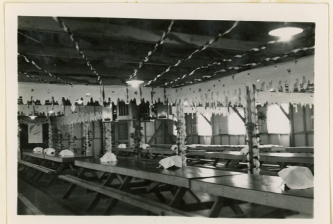 Mess hall decorated for Christmas (ddr-densho-37-1300)