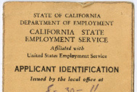 California State employement Service ID (ddr-densho-292-18)