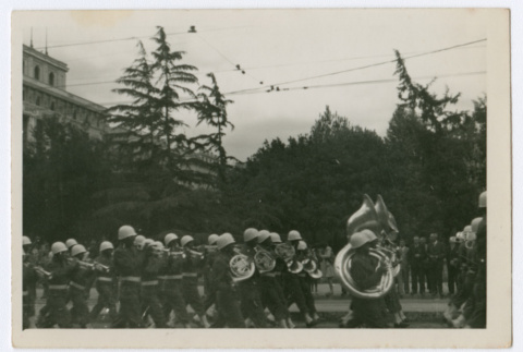 Military band in parade on city street (ddr-densho-368-81)