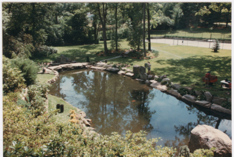 Pond with rock bridge (ddr-densho-377-1991)