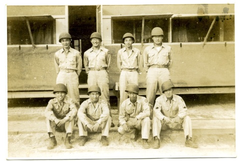 Soldiers outside their barracks (ddr-densho-22-218)