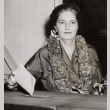 Elizabeth P. Farrington wearing leis (ddr-njpa-2-283)