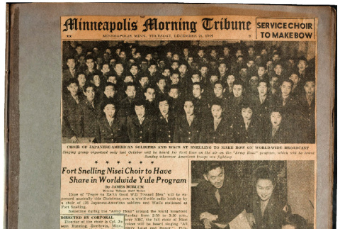 Fort Snelling Nisei Choir to have share in worldwide Yule program (ddr-csujad-49-75)