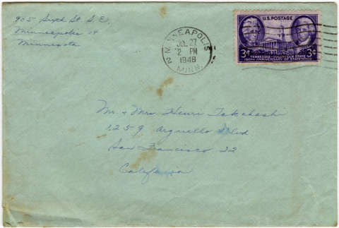 Envelope addressed to Henri and Tomoye Takahashi (ddr-densho-410-258)