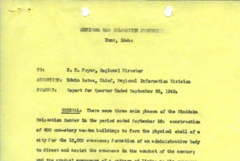 Report for Quarter Ended September 30, 1942, Minidoka (ddr-densho-156-420)