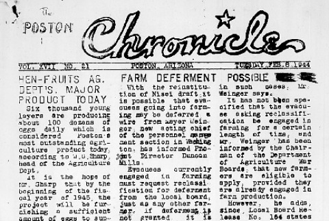 Poston Chronicle Vol. XVII No. 21 (February 8, 1944) (ddr-densho-145-468)